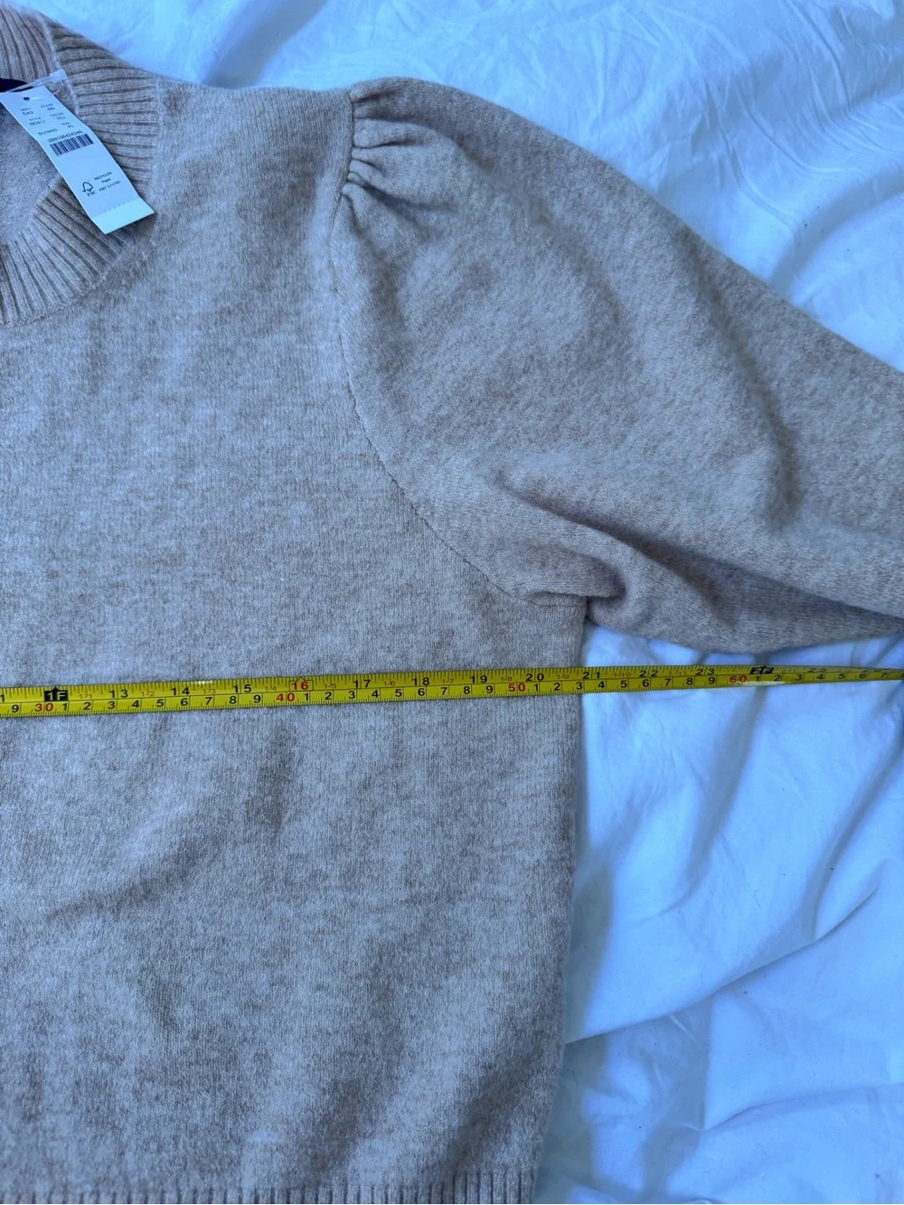 J. Crew puff shoulder women’s XL tan beige camel sweater NWT